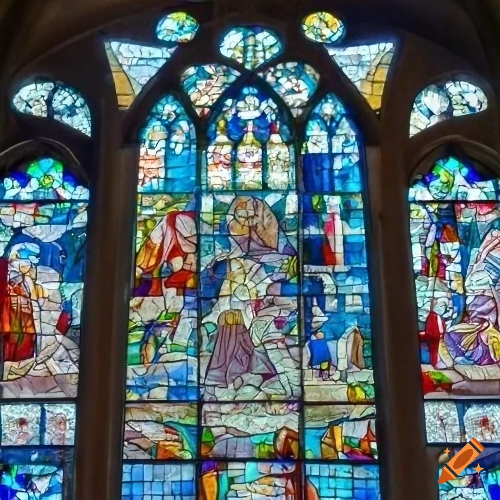Church dolphin mosaic window