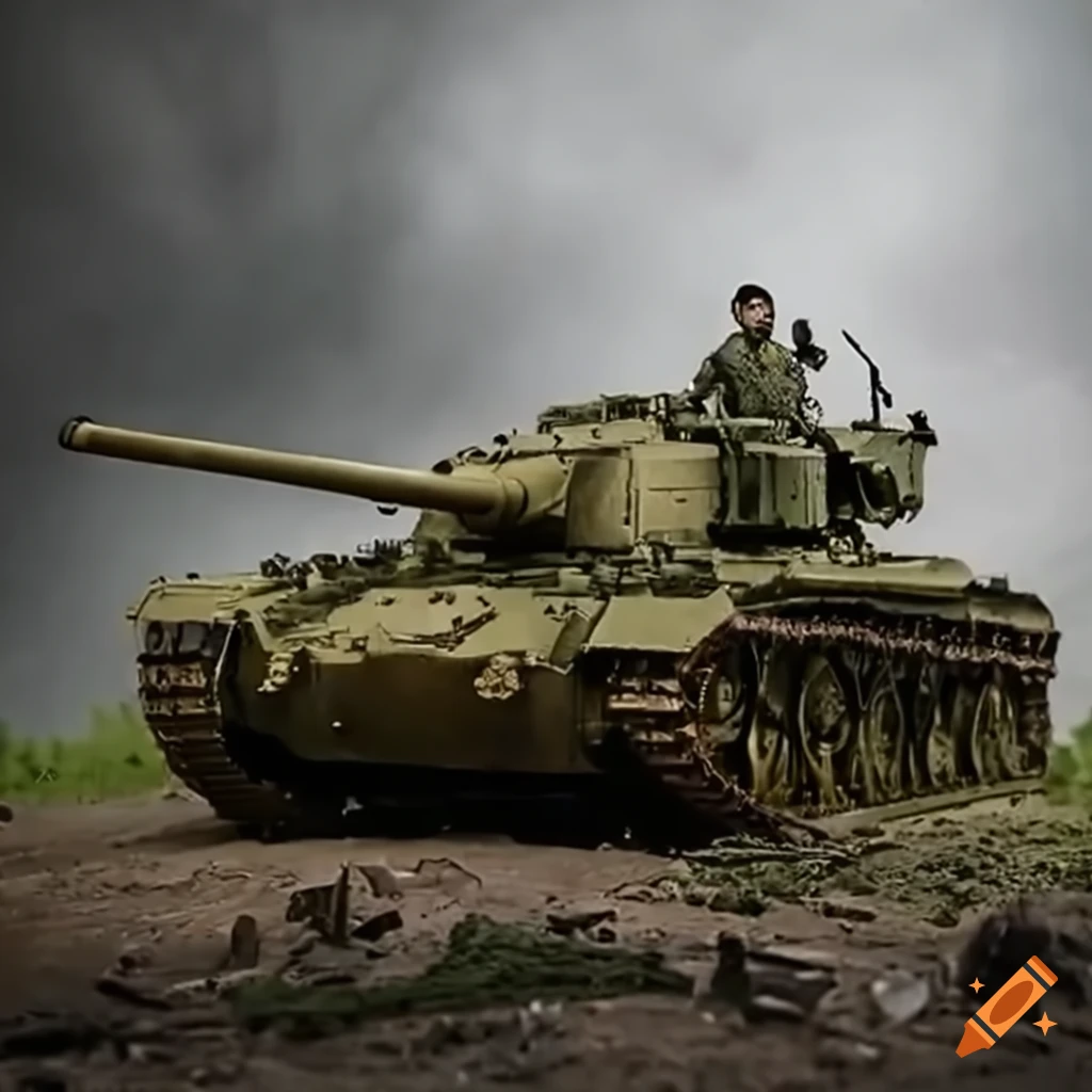 WWII military tank in battle scenario