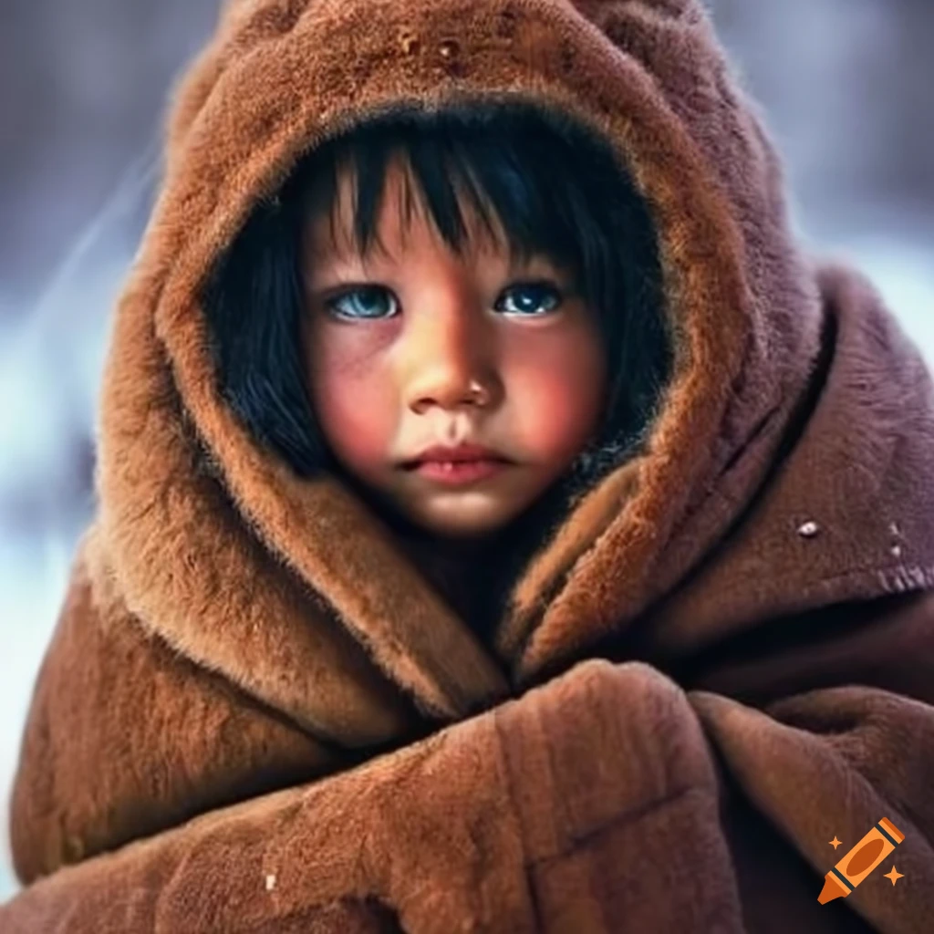 Native boy feeling cold without a blanket or jacket on Craiyon