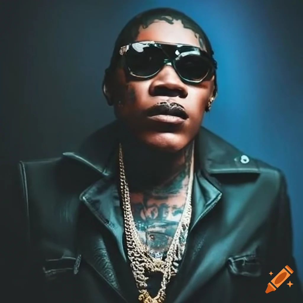 Jamaican music artist Vybz Kartel in a recording studio session