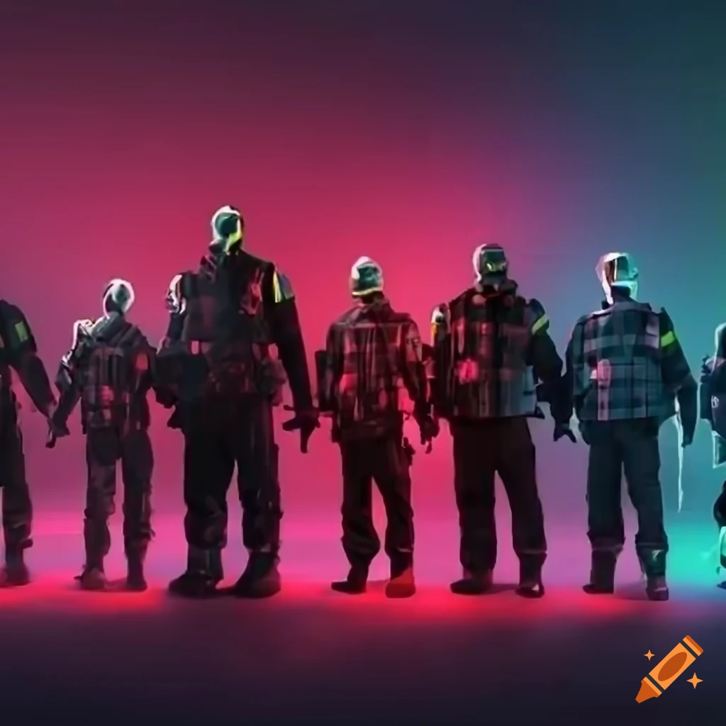Emergency Team standing in a row with glowing aid symbol