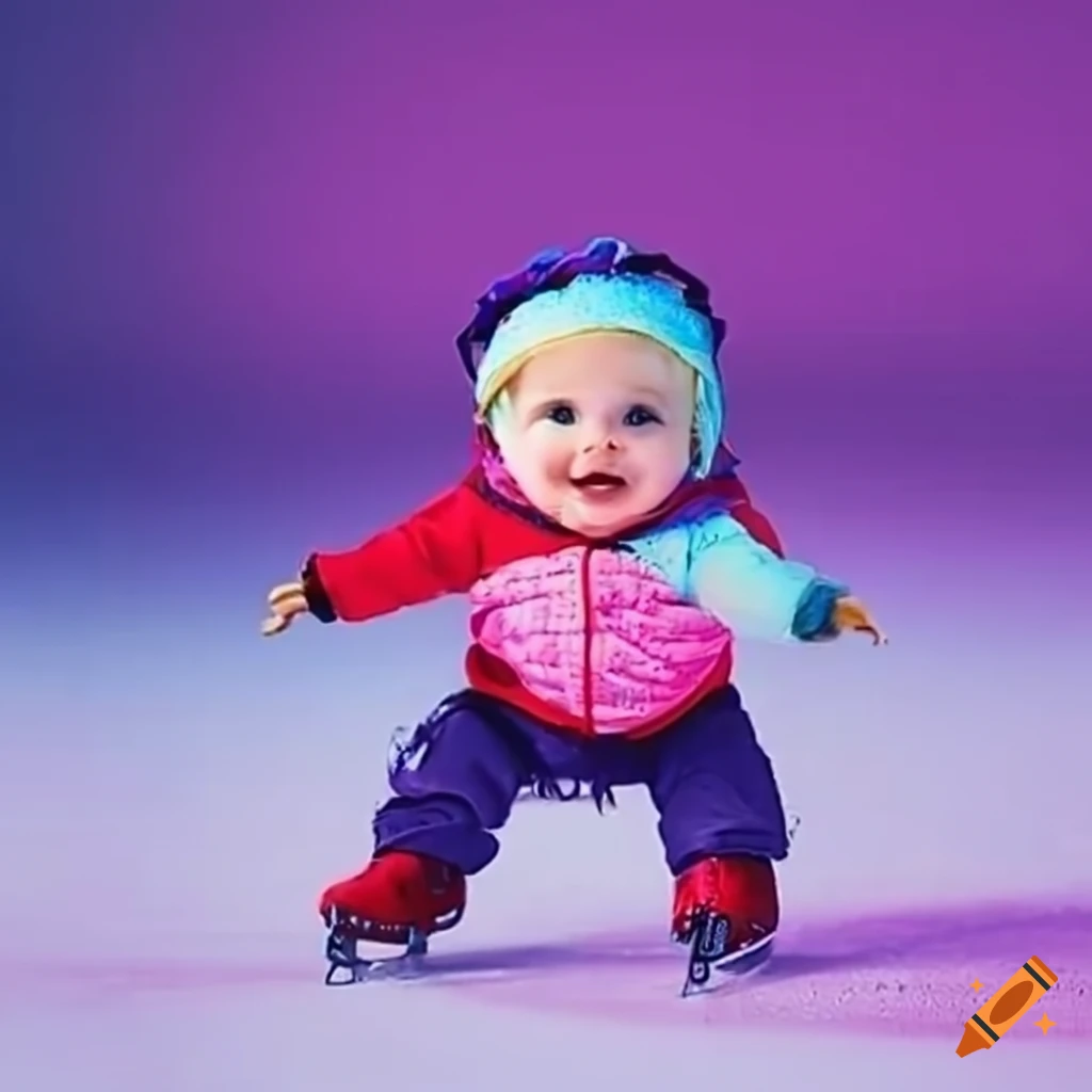 Baby ice skating on Craiyon