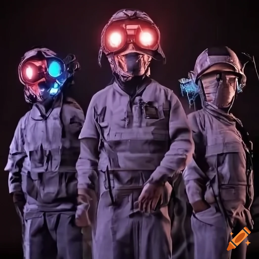 Team of emergency rescuers with glowing first-aid symbol, running towards with tool boxes