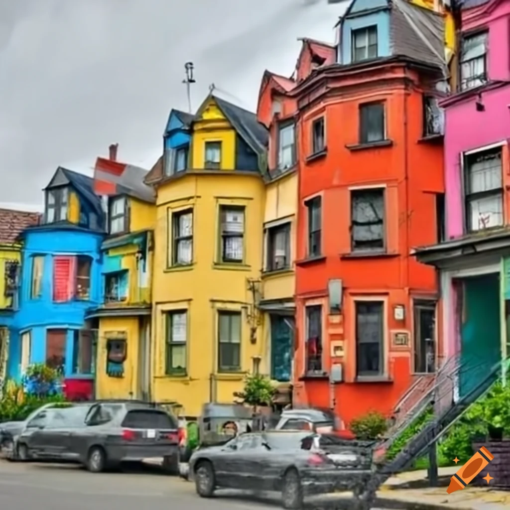 Colorful cluster of houses in the MLP Hood