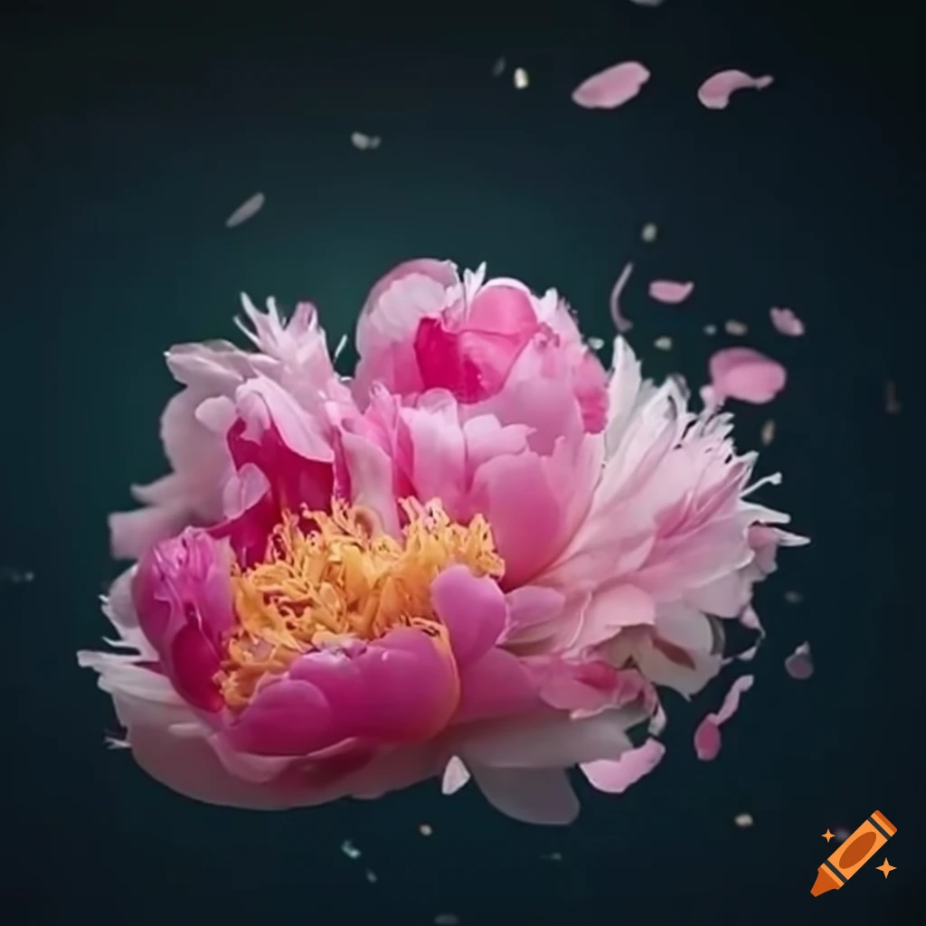 Pink peonies floating without water or vase