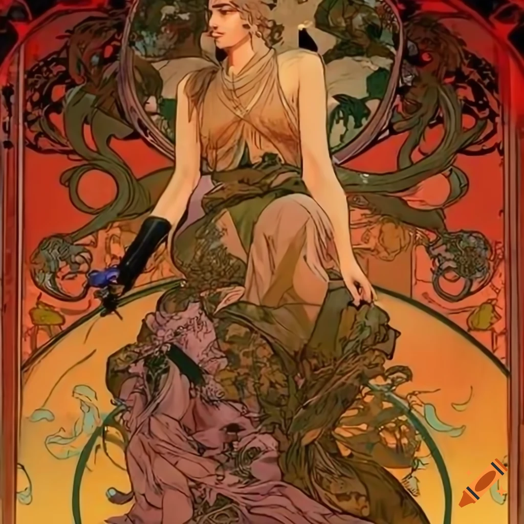 Glass art with Korean Metal Gear Solid and Alphonse Mucha influences