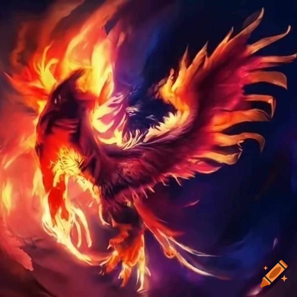 Phoenix reborn with the infernal name written in feathers