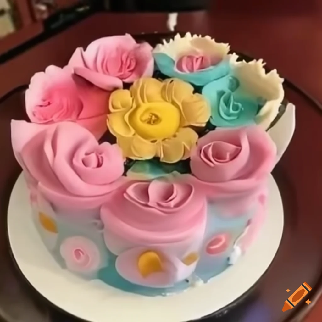Viral flower cake in a restaurant