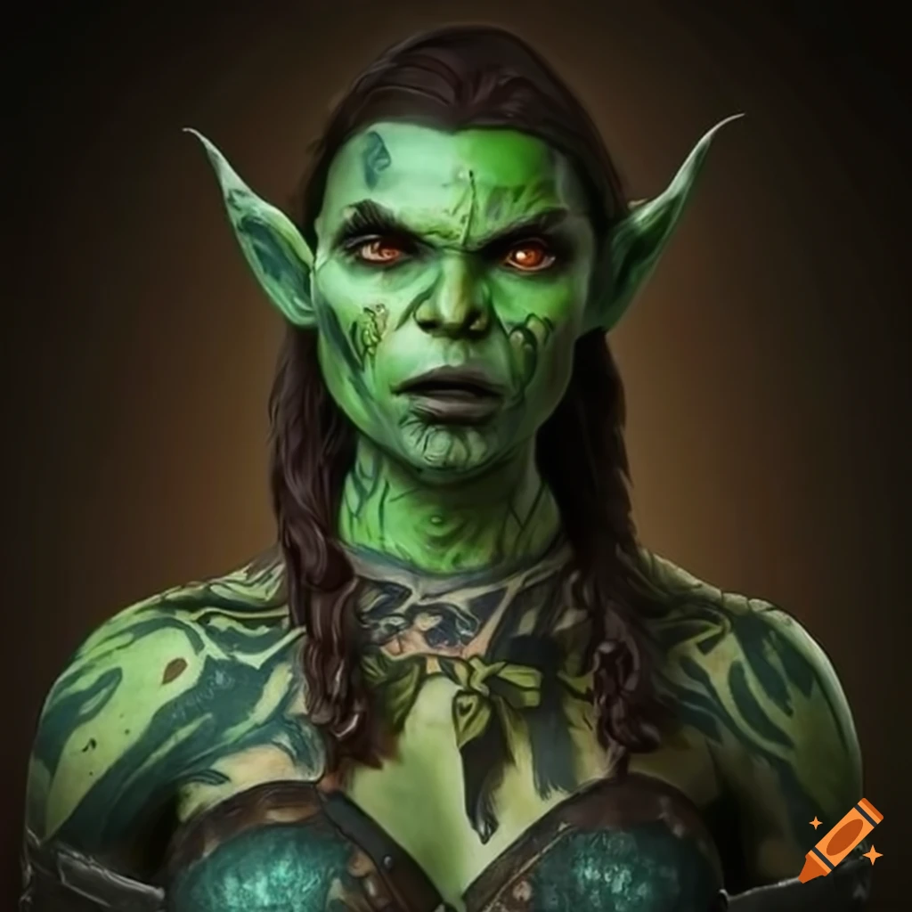 Female orc fighter with tattoos and scars