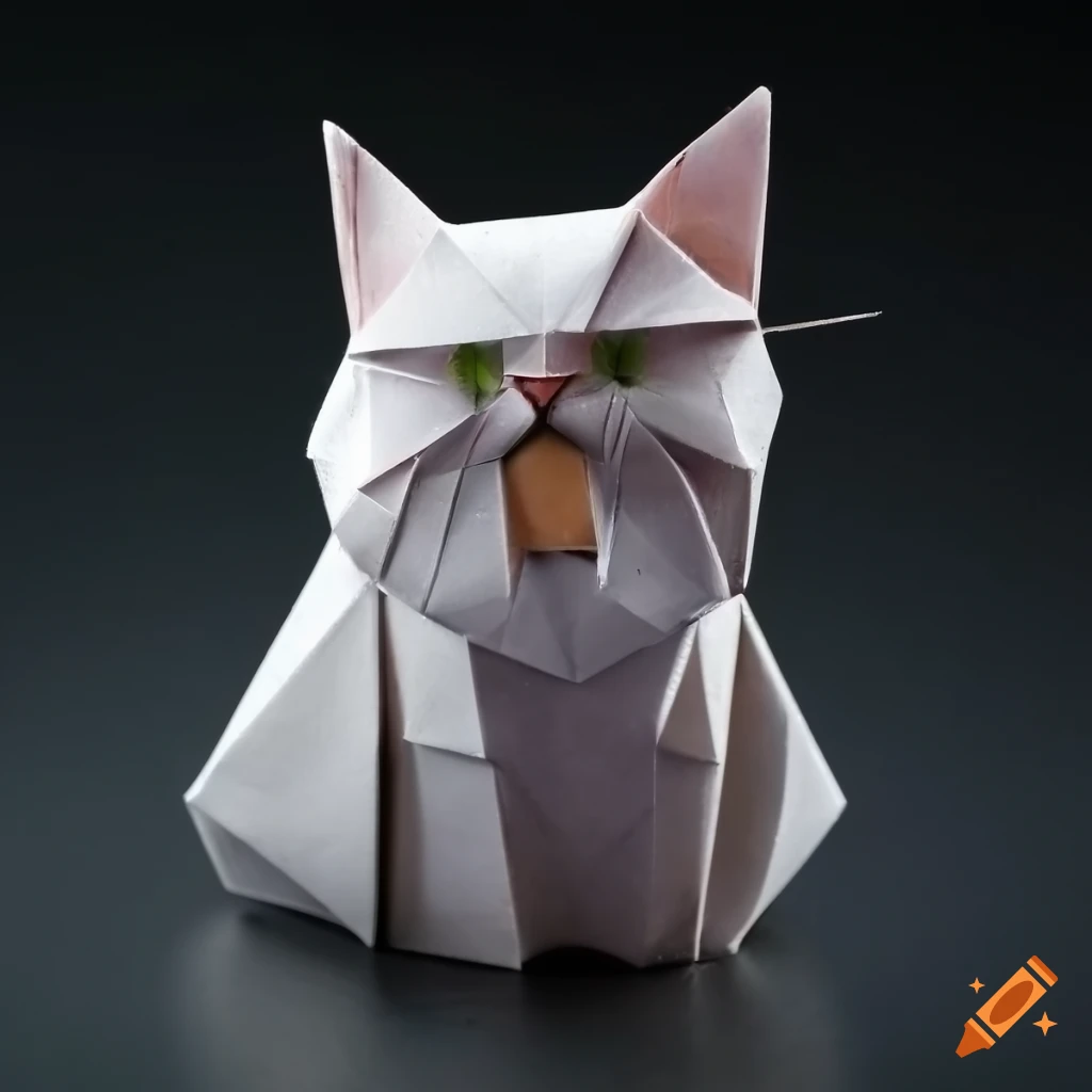 Origami cat with a disgusted expression
