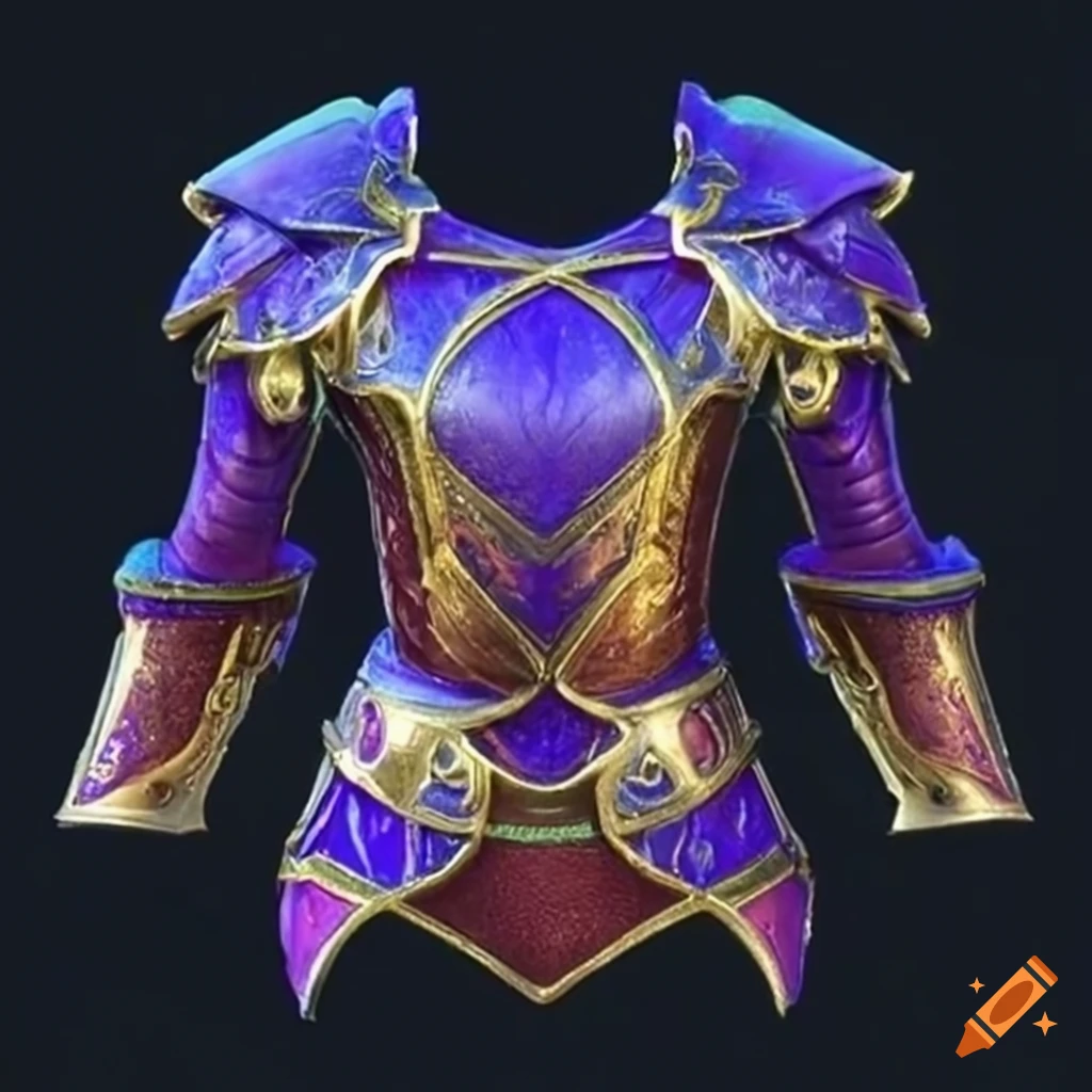 Adorned magic body armor with high detail in close-up view on Craiyon