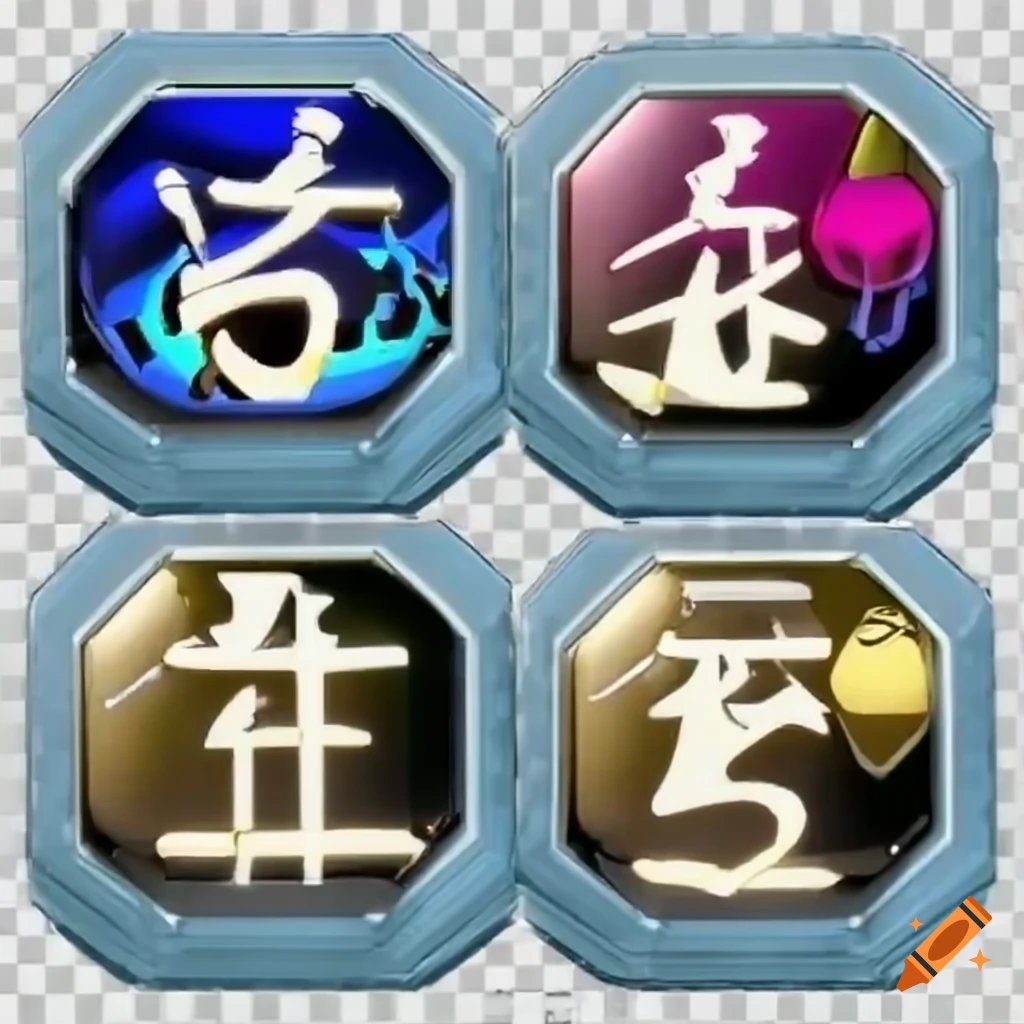 Shiny 3D diamond with Japanese anime text