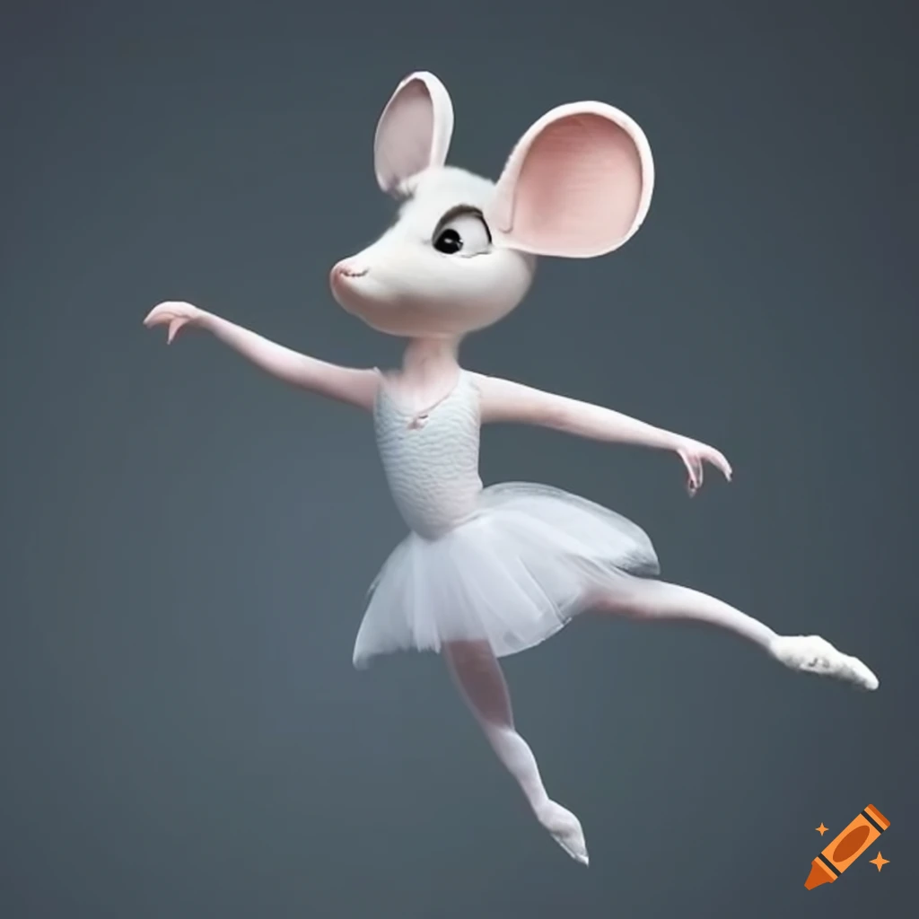 White ballerina mouse illustration