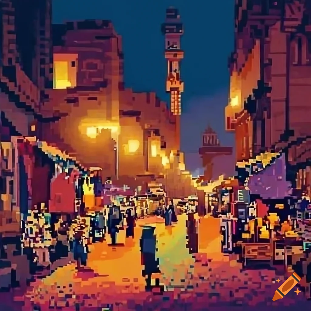 Vintage Cairo street market in Giza, Egypt during the English mandate era