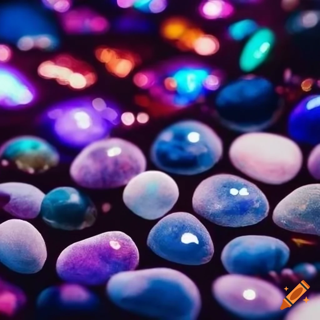 Sparkling semiprecious stones on velvet cloth