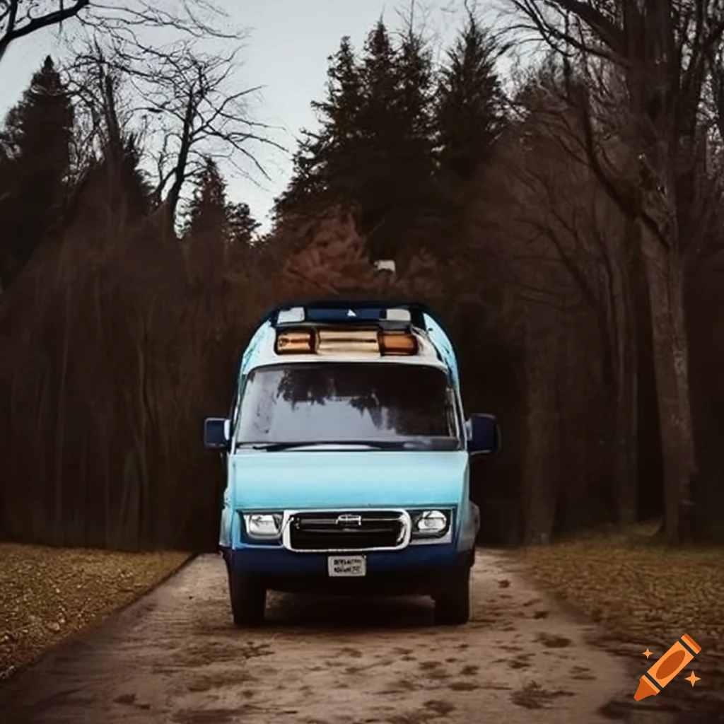 Blue offroad van on a book cover
