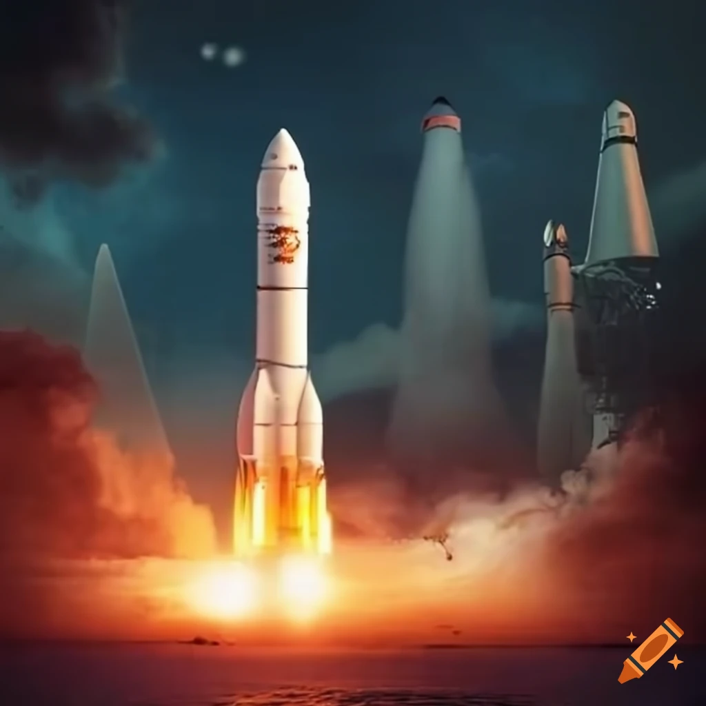 Sci-fi rocket launch in detailed photo