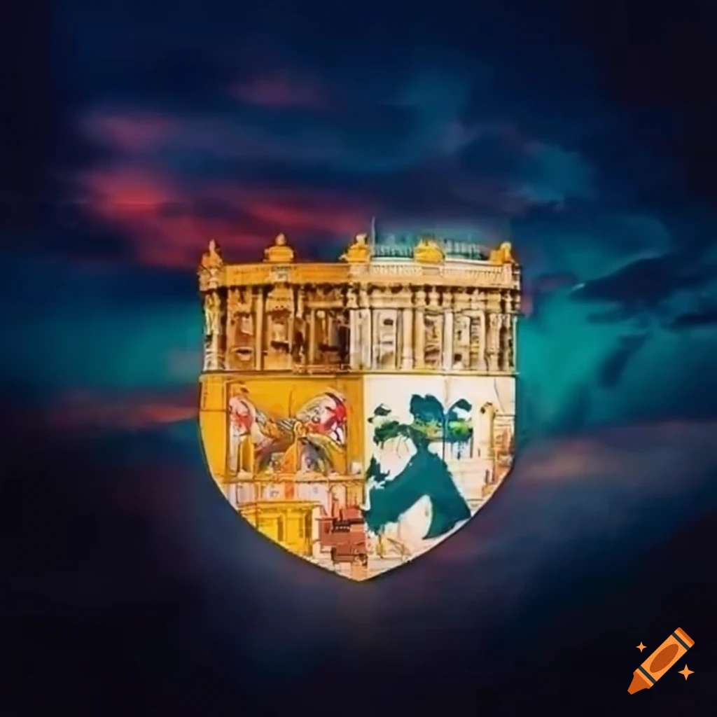 Escudo del Vaticano con elementos del Coliseo, el Papa y paisajes de Italia