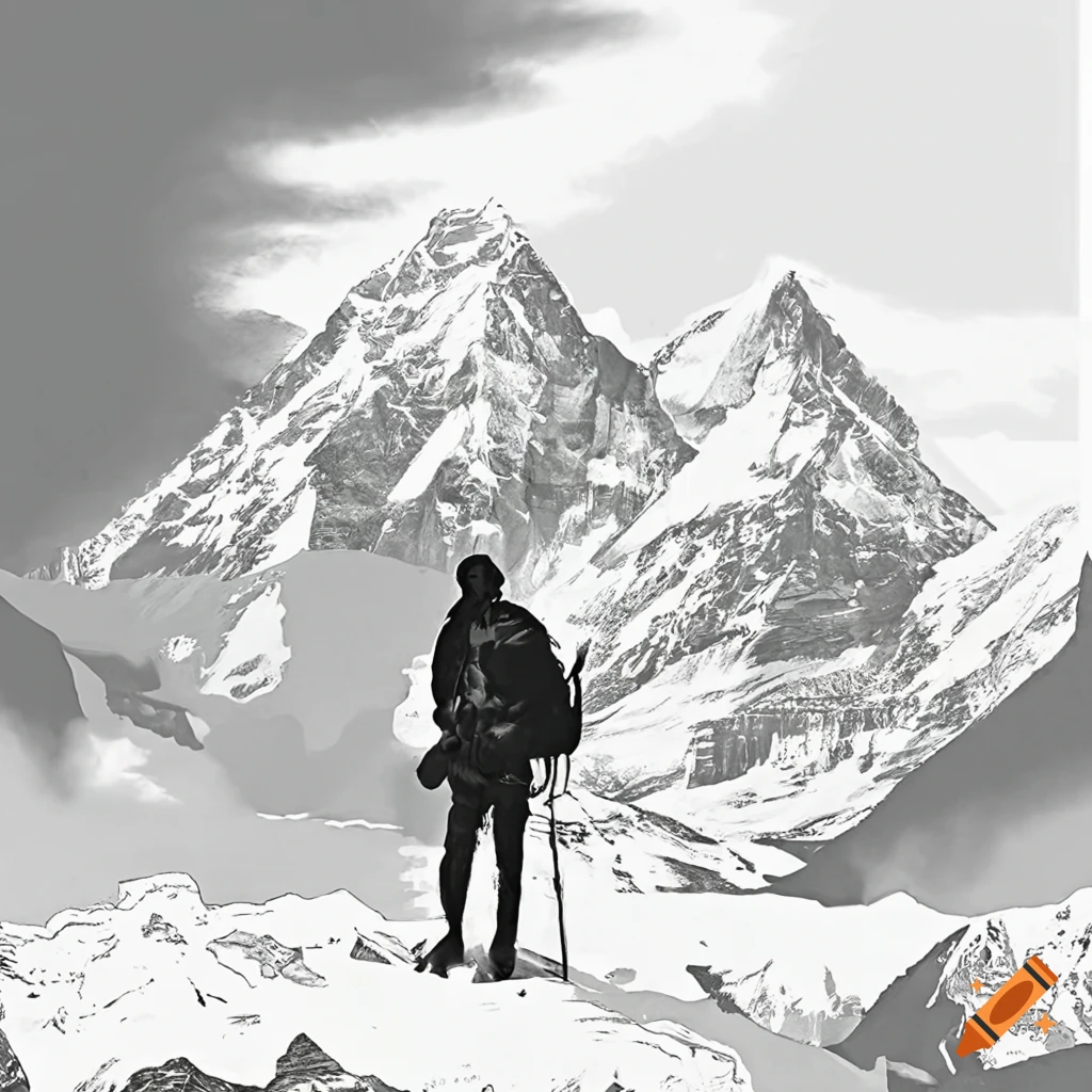 Vintage Mount Everest poster with mountain climber and motivational text