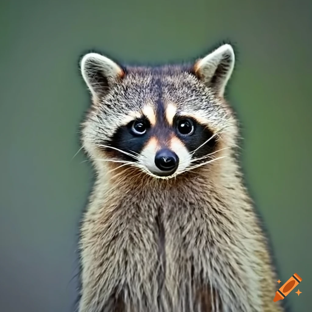 Playful raccoon by the riverside with alert ears