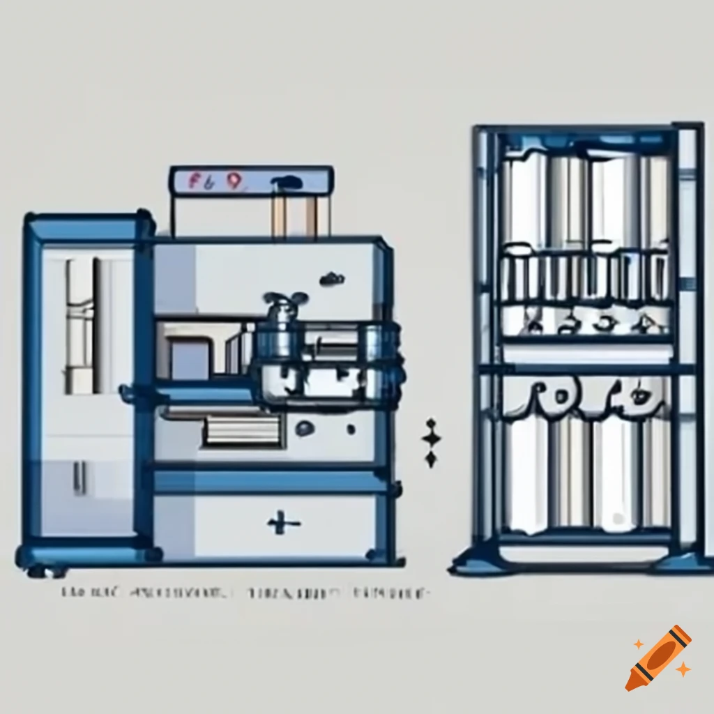 Compression molding machine schematic diagram on Craiyon