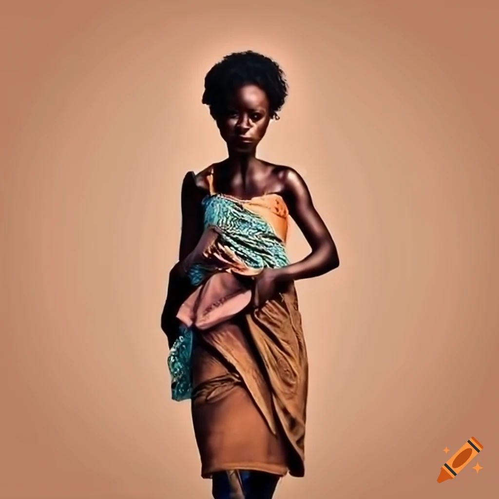 African woman walking in an informal settlement in Africa