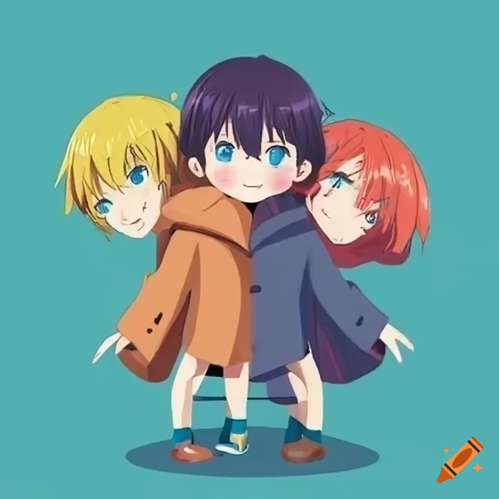 Mischievous children having fun in an oversized trench coat