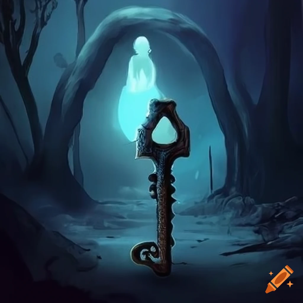 Ghostly keys floating in a surreal world