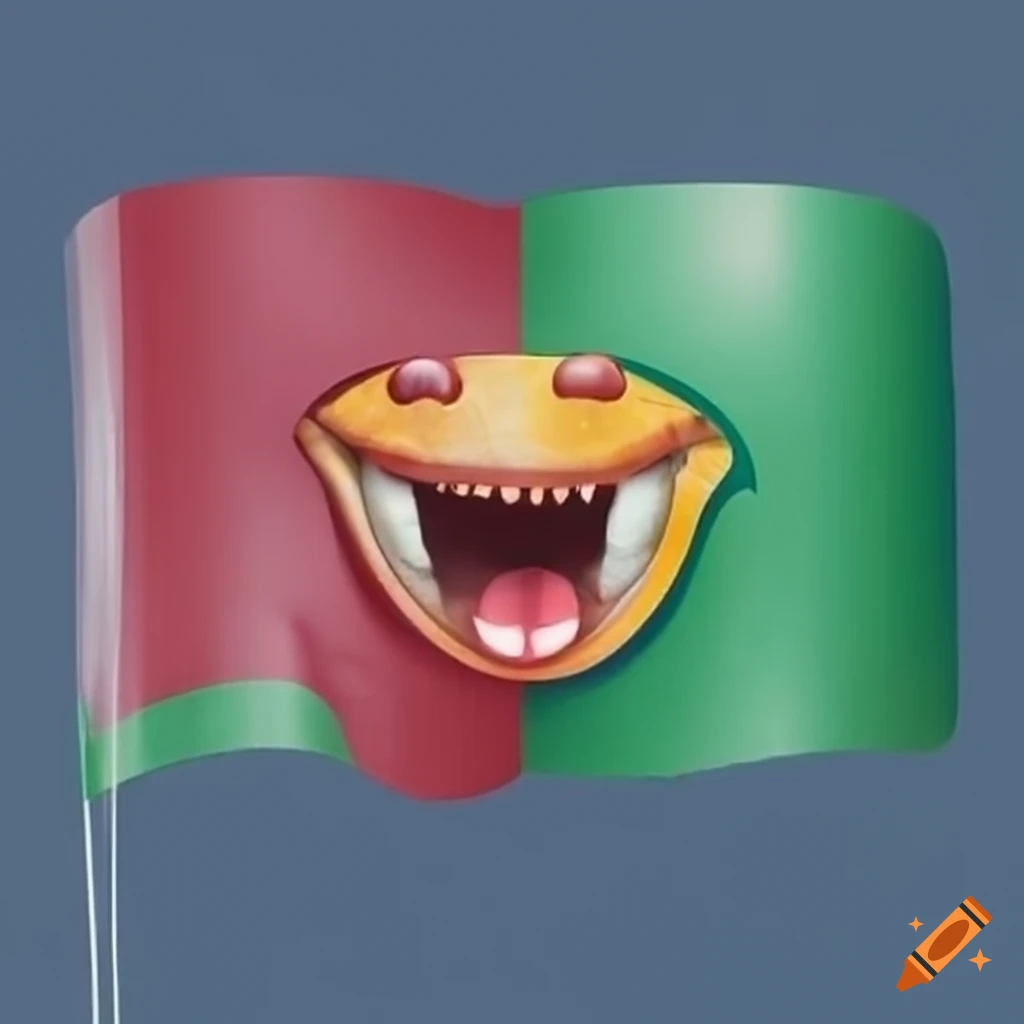 Flag with octagon laughing face design