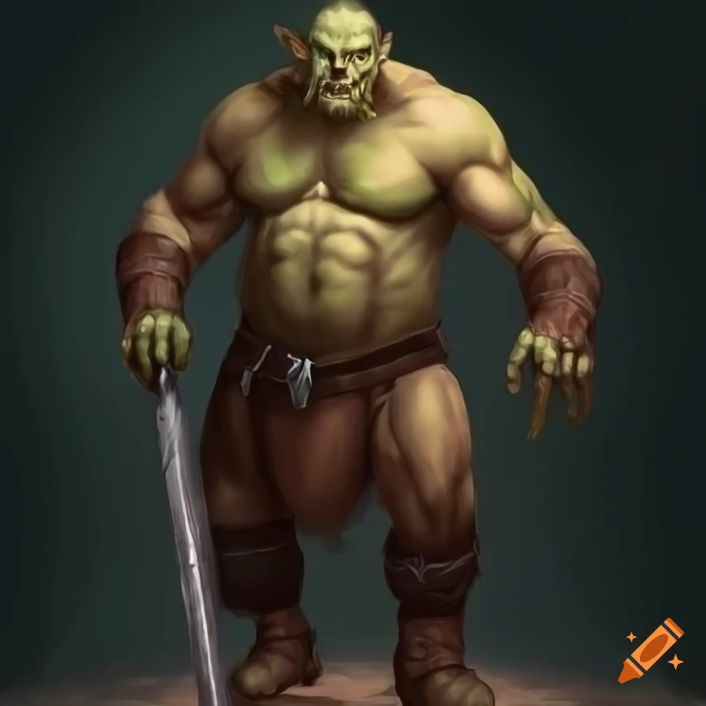 Muscular medieval fantasy orc character portrait