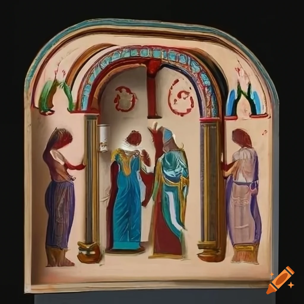 Biblical figures in a reverent ceremony with blessings bestowed upon the scene