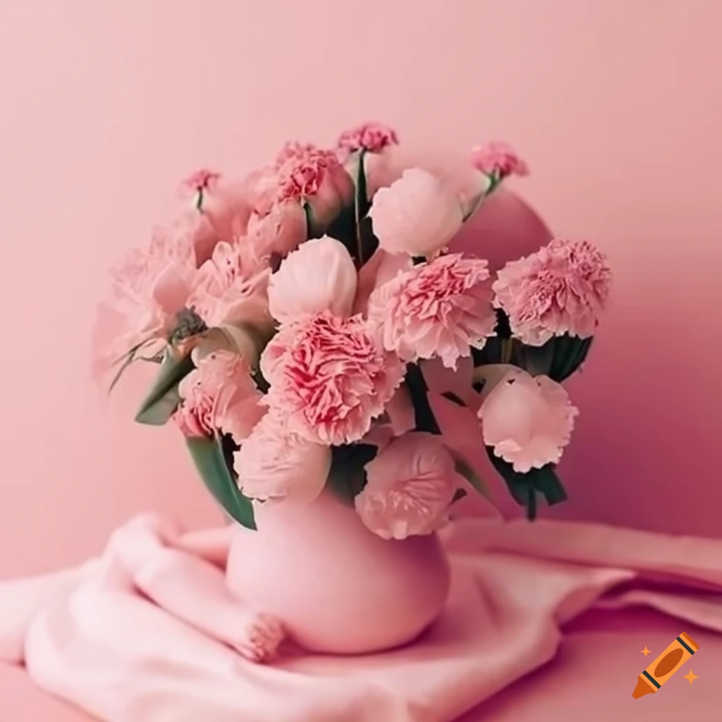 Beautiful and aesthetic bouquet of pink carnations