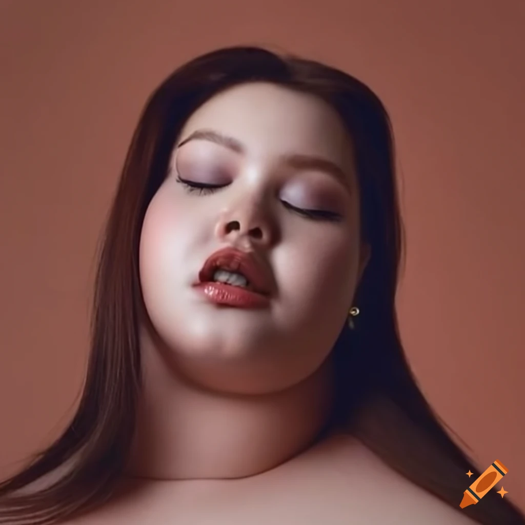 Beautiful shy woman with a positive body image