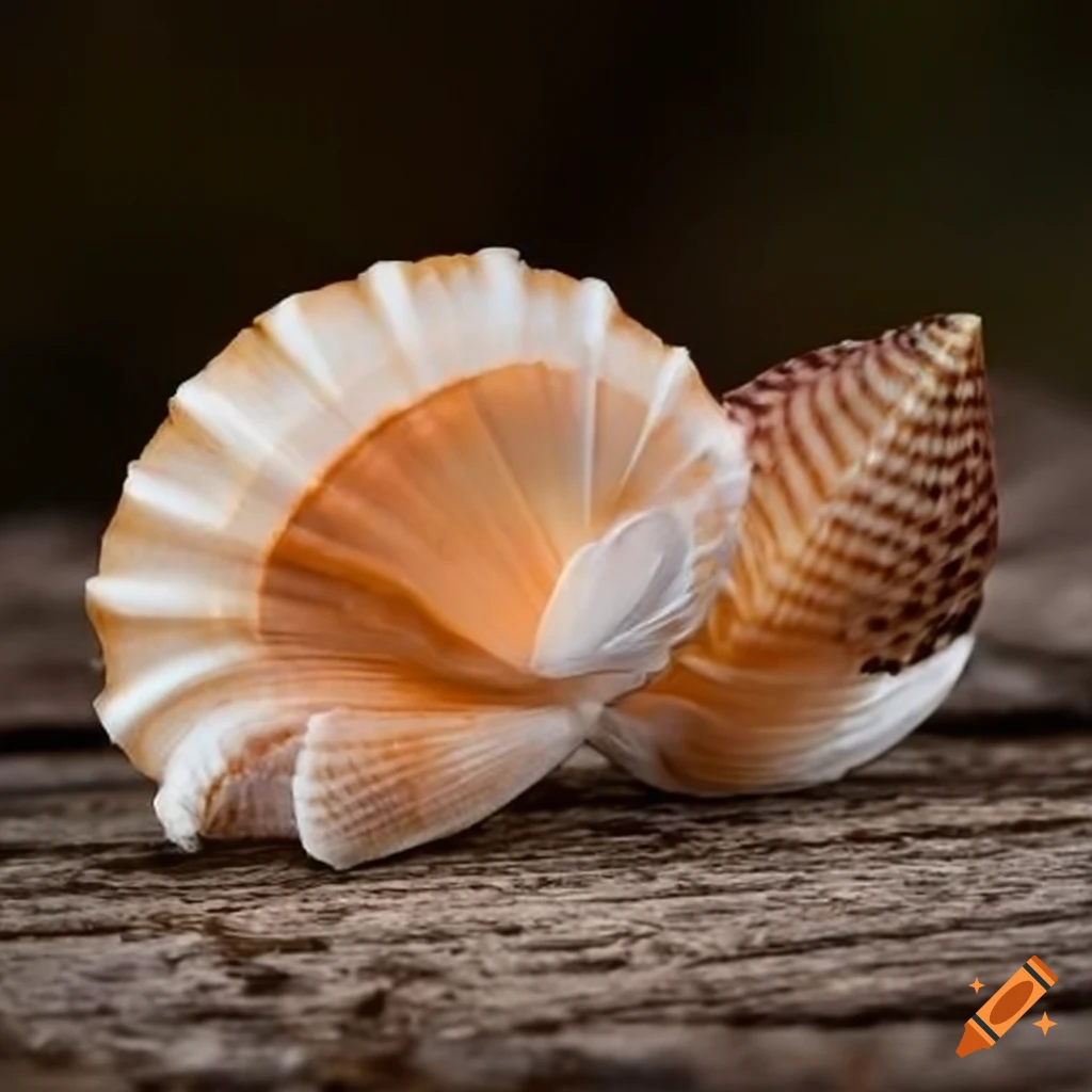 Seashell with feathers