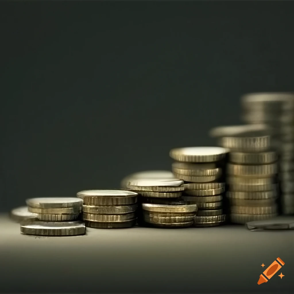 Piles of coins in the distance
