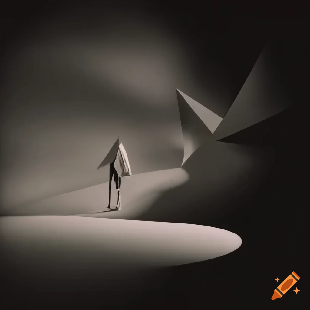 Retro 1950s graphic surrealist art with strange forms in room settings