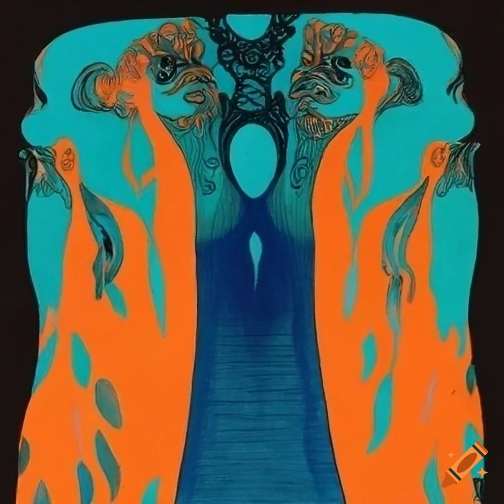 Jungian symbolism in ink and oil paint inspired by M.C. Escher, Georgia O'Keeffe, and Aubrey Beardsley