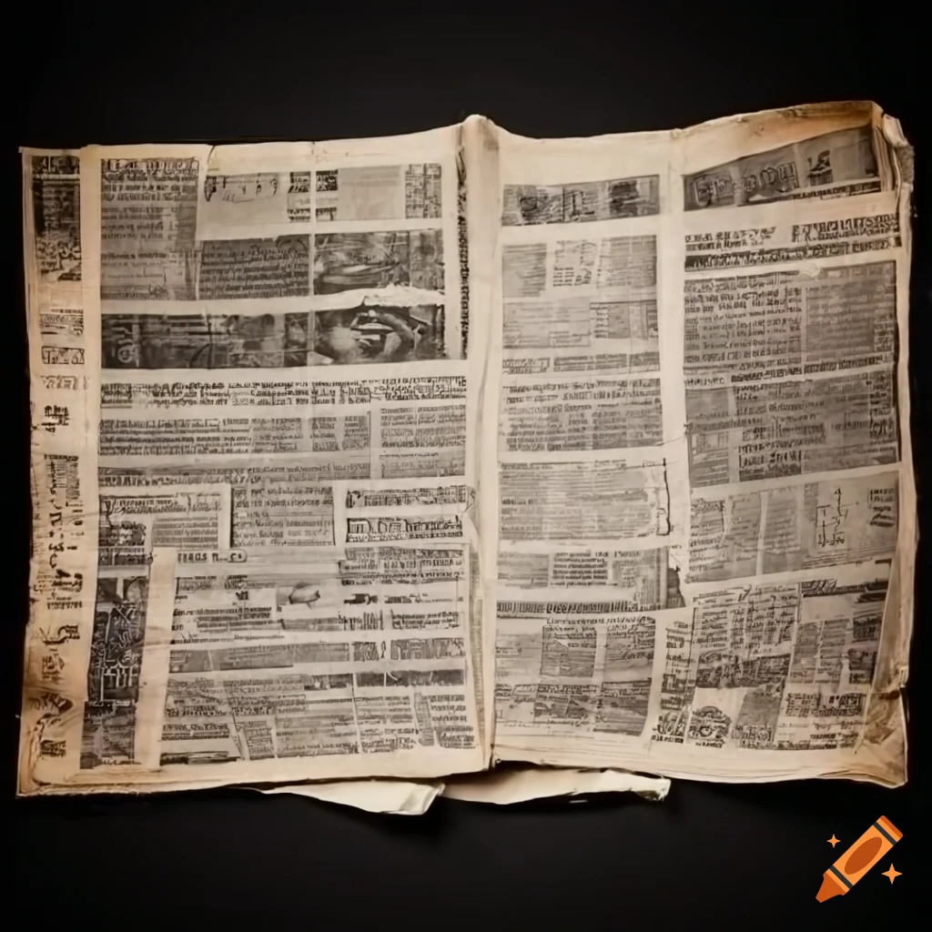 Old newspaper on black background