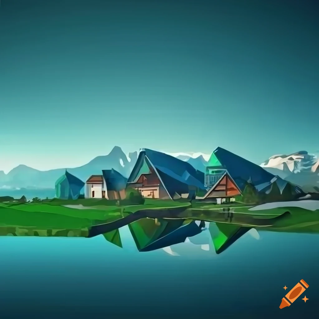Modern green energy structures in Vorarlberg's scenic landscape with mountains, river, futuristic buildings, and university campus