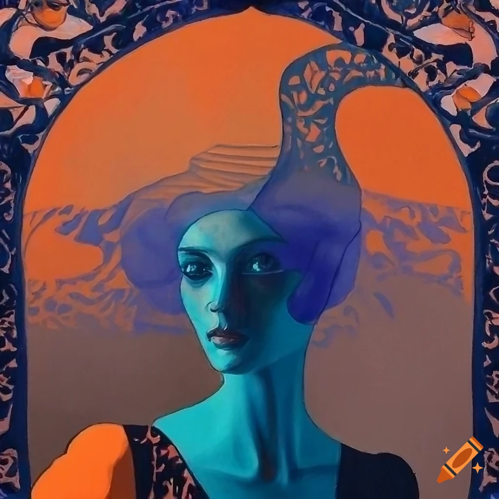 Jungian symbolism with diverse colors in ink and oil paint inspired by M.C. Escher, Georgia O'Keeffe, and Aubrey Beardsley