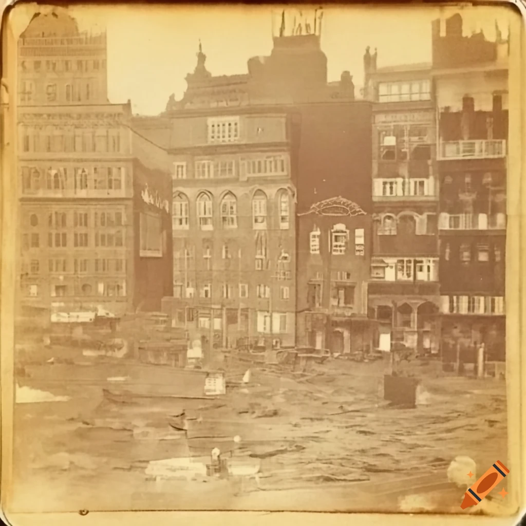 Sepia photo of the 1889 partial plate subduction of Philadelphia