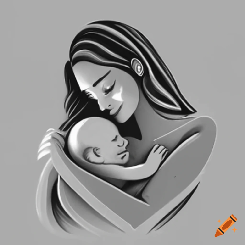 Silhouette of mother cradling her newborn