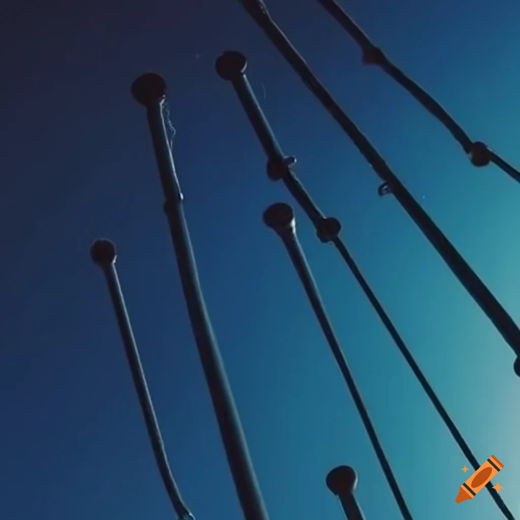Pipes full of water from the sky on the earth's surface