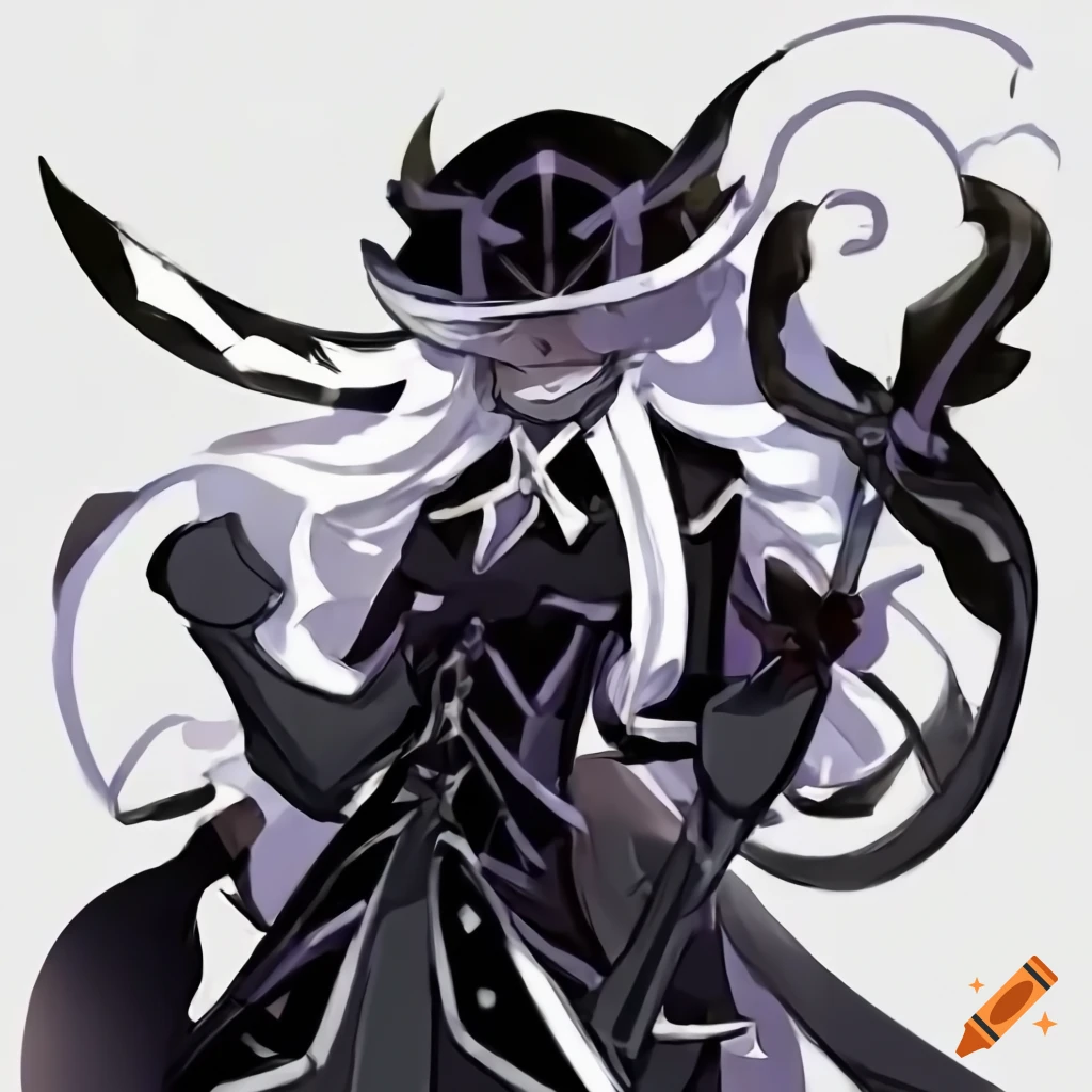 Twisted fate cookie character in Cookie Run Kingdom in black and white