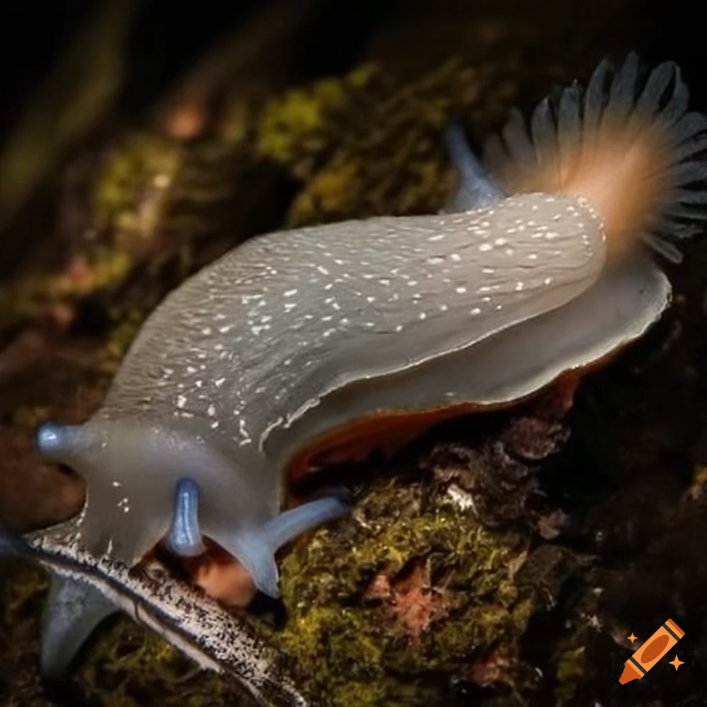 Slug with feathers