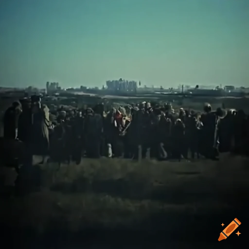 1970's low budget robot zombie movie scene with creepy zombies in a