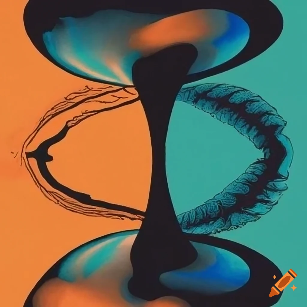 Jungian symbolism in ink and oil paint inspired by M.C. Escher, Georgia O'Keeffe, and Aubrey Beardsley