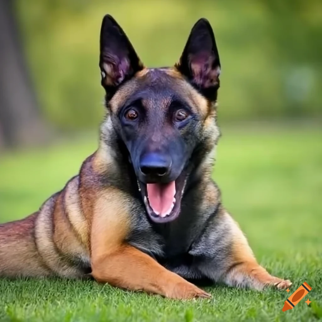 Beautiful belgian malinois displaying toned muscles and striking black