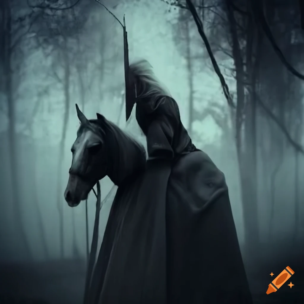 Four horsemen surrounded by grey butterflies in a psychological horror setting