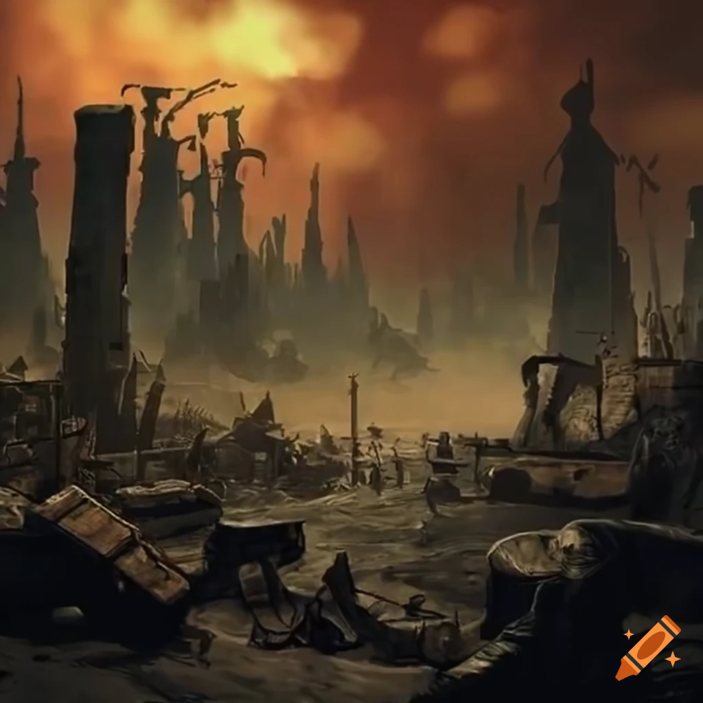Post-apocalyptic wasteland in Fallout style